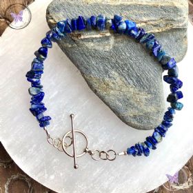 Lapis Lazuli Chip Bracelet With Silver Toggle Clasp
